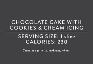 Chocolate Cake with Cookies & Cream Icing <BR>  (05/21/25 REV NUT)
