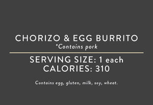 Chorizo & Egg Burrito<BR> (05/15/18 REV NUT)